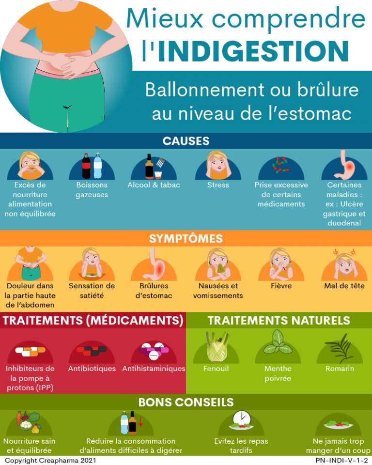 Indigestion causes, symptômes & traitements Creapharma